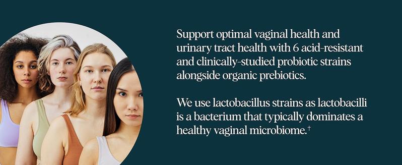 Ora Organic Prebiotics and Probiotics for Women - Lactobacillus for V@ginal and Urinary Tract Health, Contains 16 Billion CFU, 6 Strains - 1 Month Supply, 60 Vegan Probiotic Capsules