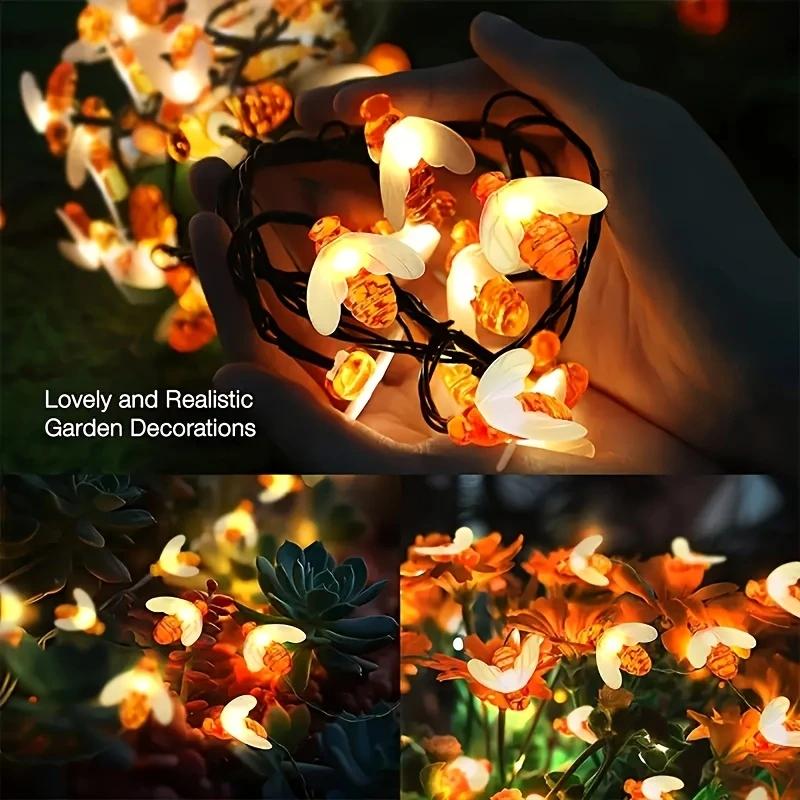Solar 50pcs LED Bee String Lights - Cute Bee Garden Decoration for Wedding, Party, Christmas Tree and Home Yard - Warm Glowing Plastic Fairy Lights with Realistic Design, Garden Decoration Lighting | Whimsical Garden Lights | Outdoor Solar Decorations Solar 50pcs LED Bee String Lights - Cute Bee Garden Decoration for Wedding, Party, Christmas Tree and Home Yard - Warm Glowing Plastic Fairy Lights with Realistic Design, Garden Decoration Lighting | Whimsical Garden Lights | Outdoor Solar Decorations