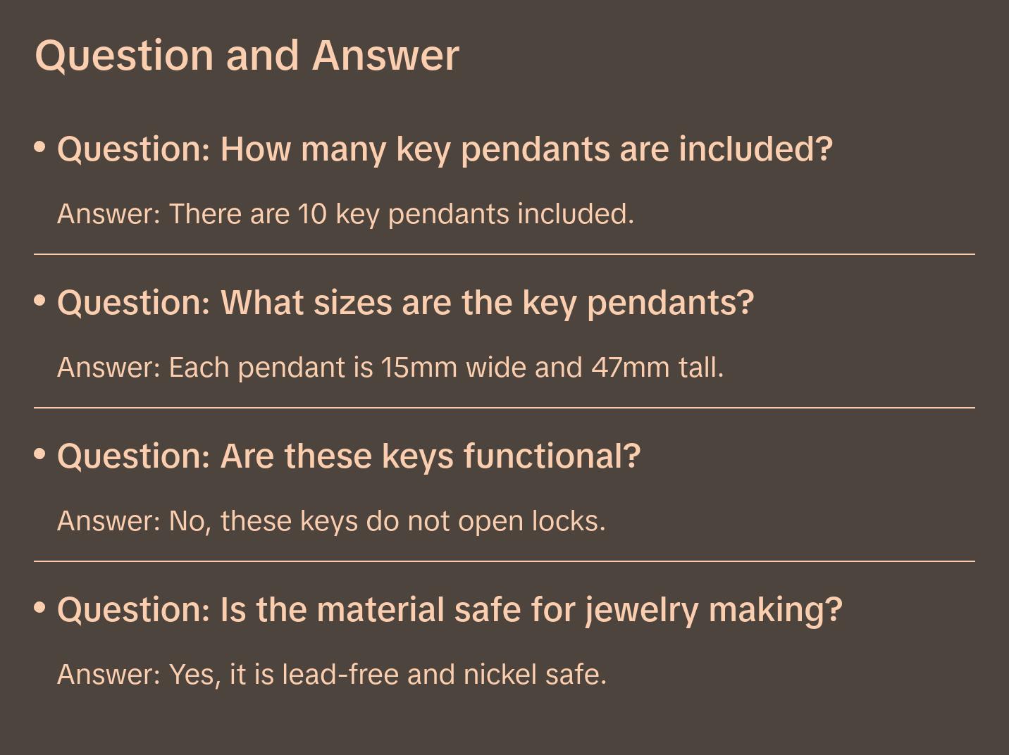 Keys: Antique Brass, Copper, and Gunmetal (black) Key Pendants, 10 pcs