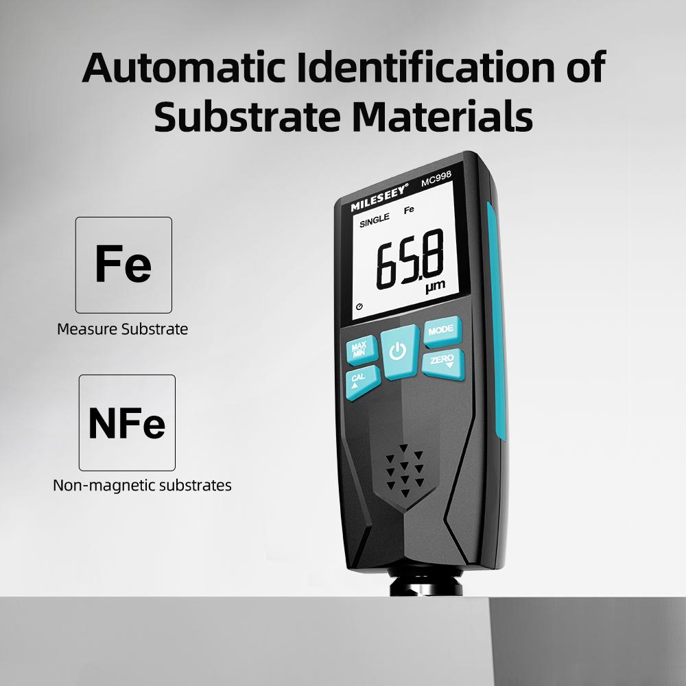 Mileseey MC998 Thickness Gauge Automotive Paint Coating Thickness Detector Auto Repair Tool 0-1500um Iron and NFe Probe Kit Mileseey MC998 Thickness Gauge Automotive Paint Coating Thickness Detector Auto Repair Tool 0-1500um Iron and NFe Probe Kit