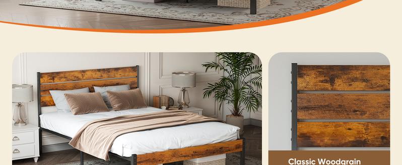 【Deal】Metal Platform Bed Mattress Foundation with Headboard and and Footboard, No Box Spring Needed with 800LBS Sturdy Wooden Slats Support