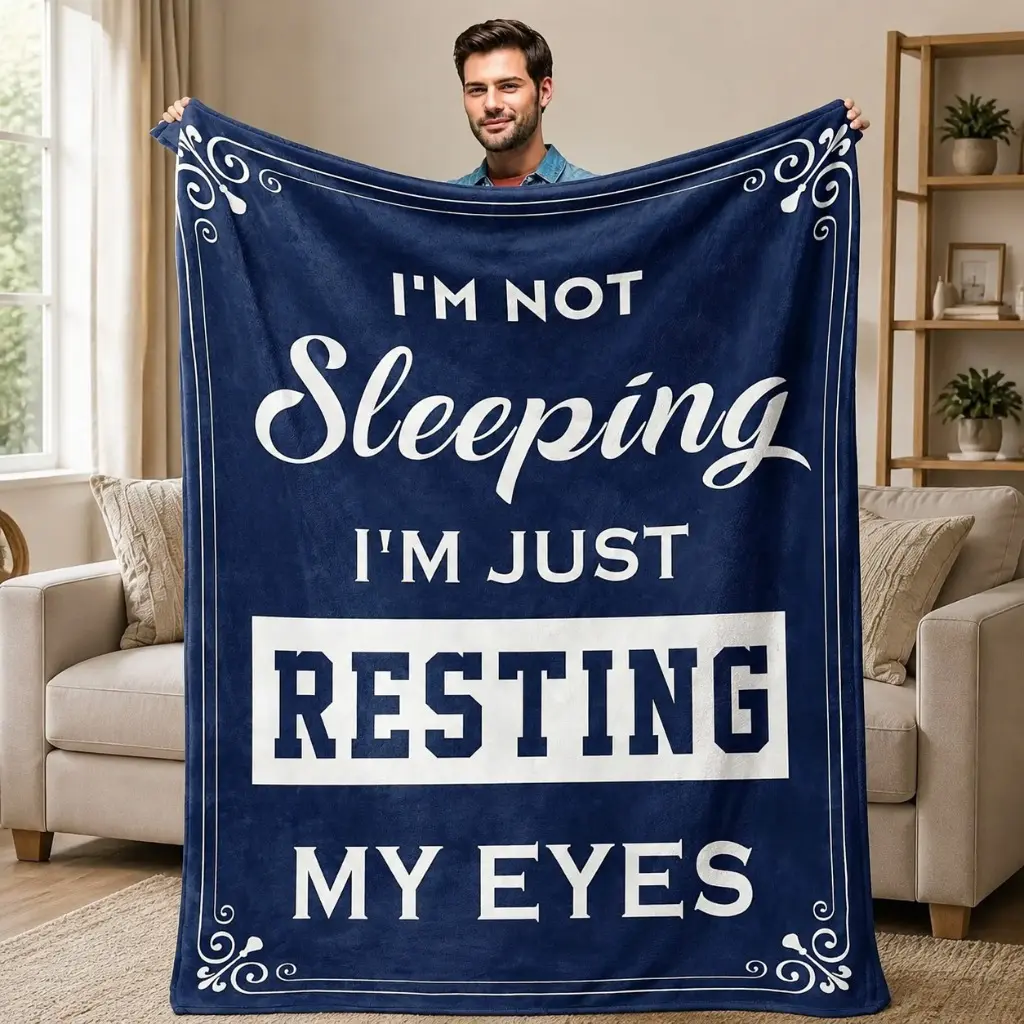 Soft Flannel Weave Throw Blanket with Humorous Quotes, Living Room Decor, Birthday Gifts for Him, Ideal for Dads, Father's Day Presents