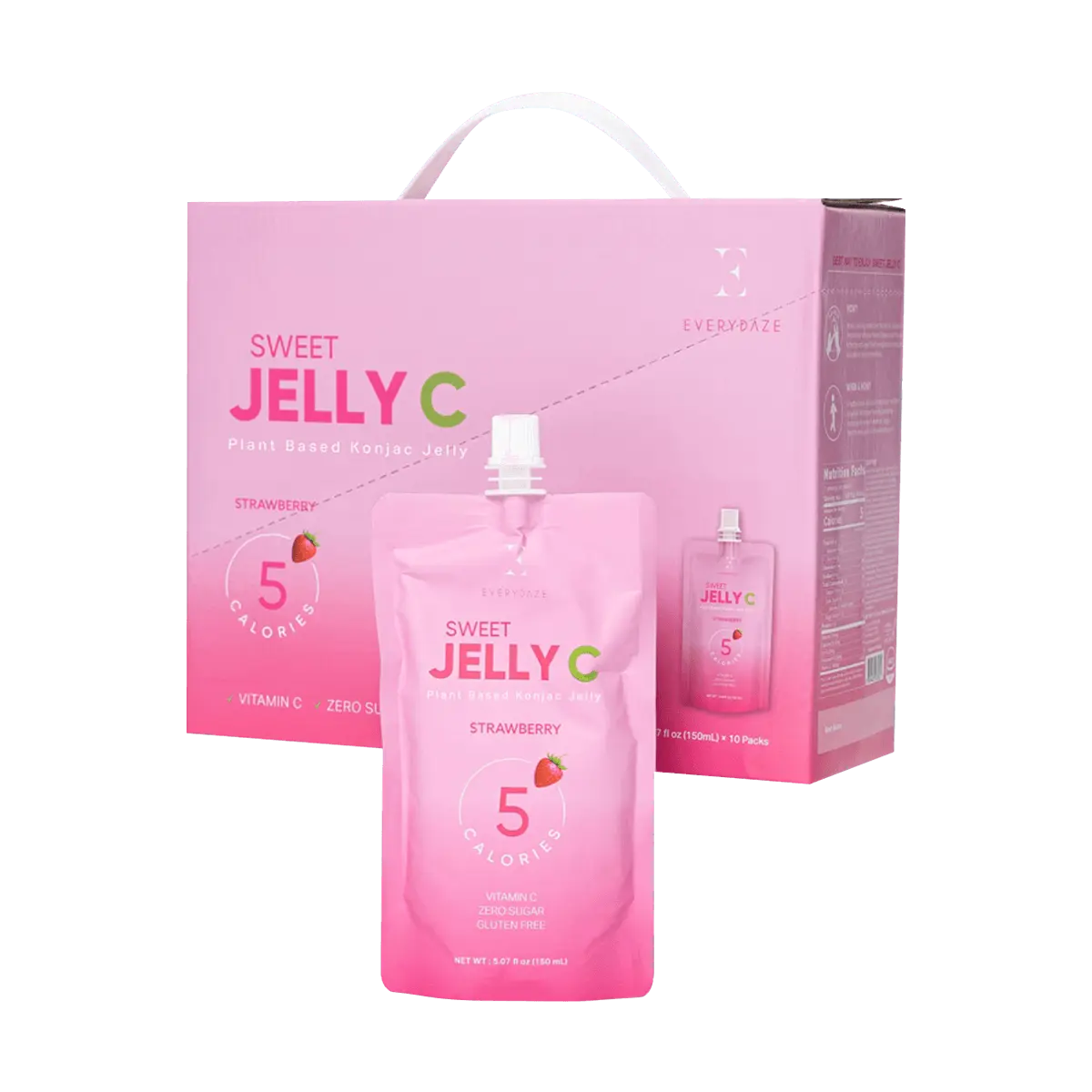 Everydaze Vitamin C Konjac Jelly, 5.07 fluid ounces x 10 packs, vegan, zero sugar, low calorie, strawberry flavor