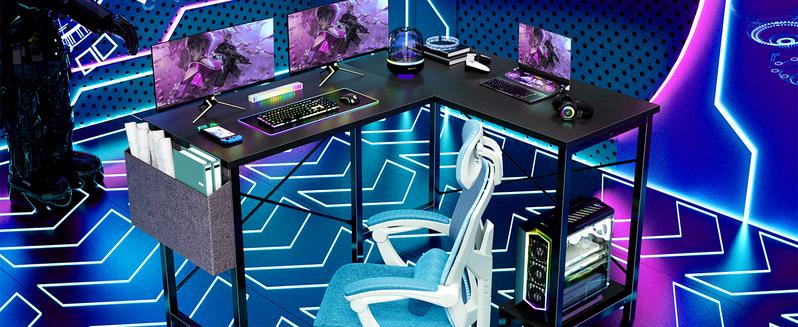 Computer Desk-50 Inch L Shaped Office Desk with Storage and CPU Stand, Modern Writing PC Wood Work Desk for Home Office Gifts gamer