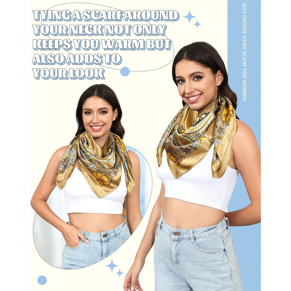 3-piece suit 35 Inches Large Printed Silk Like Texture Square Head Scarf Neck Scarves for Women Hair Kerchief Bandanas Scarf Sleeping Head Wraps Hair Band Headscarf Female Hair Accessories 3-piece suit 35 Inches Large Printed Silk Like Texture Square Head Scarf Neck Scarves for Women Hair Kerchief Bandanas Scarf Sleeping Head Wraps Hair Band Headscarf Female Hair Accessories