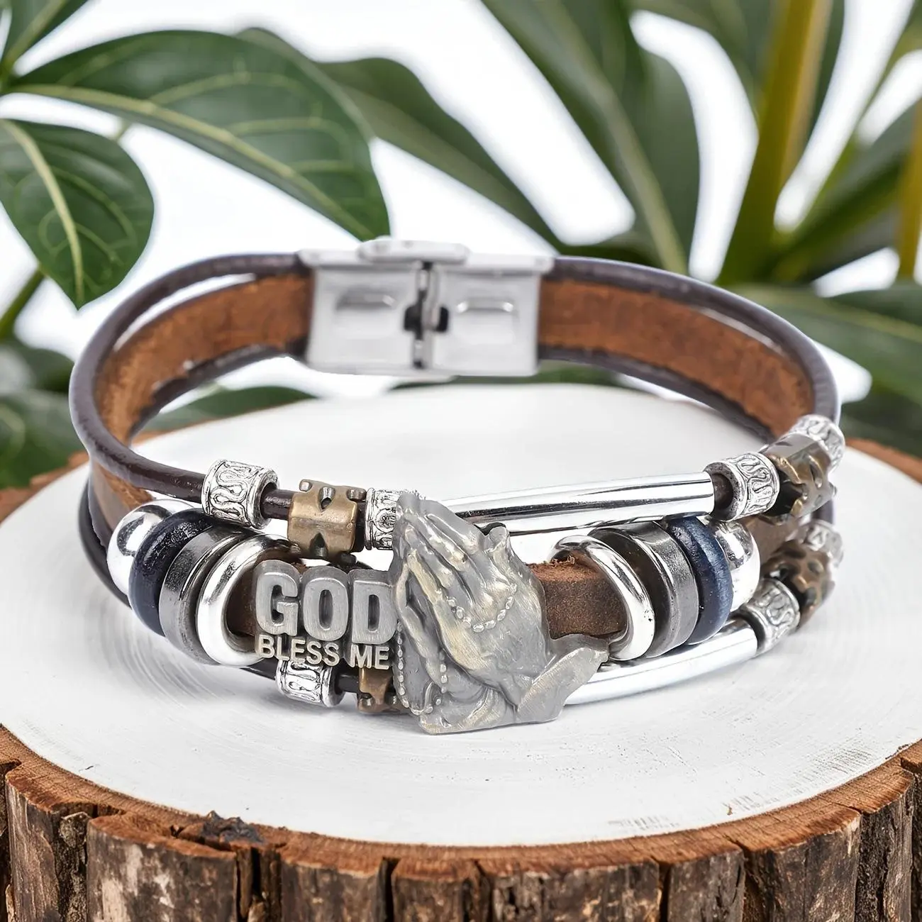 Men's Unisex Vintage Punk Leather Braided Adjustable Slider Bracelets - Beaded Tribal Ethnic Designer Fashion Jewelry for Party, Daily Wear, Anniversary, Birthday, Graduation, Fits Wrists Up To 2.76 Inches