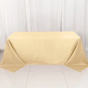 Polyester Rectangle Tablecloth 90"x132" Beige with Seamless Finish