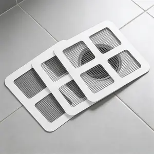 12 Pcs Disposable Shower Drain Hair Catcher Mesh Stickers, Bathroom Drain Trap Fine Mesh Kitchen Drain Strainer, Fits Dishwasher, Microwave, Freezer, Refrigerator