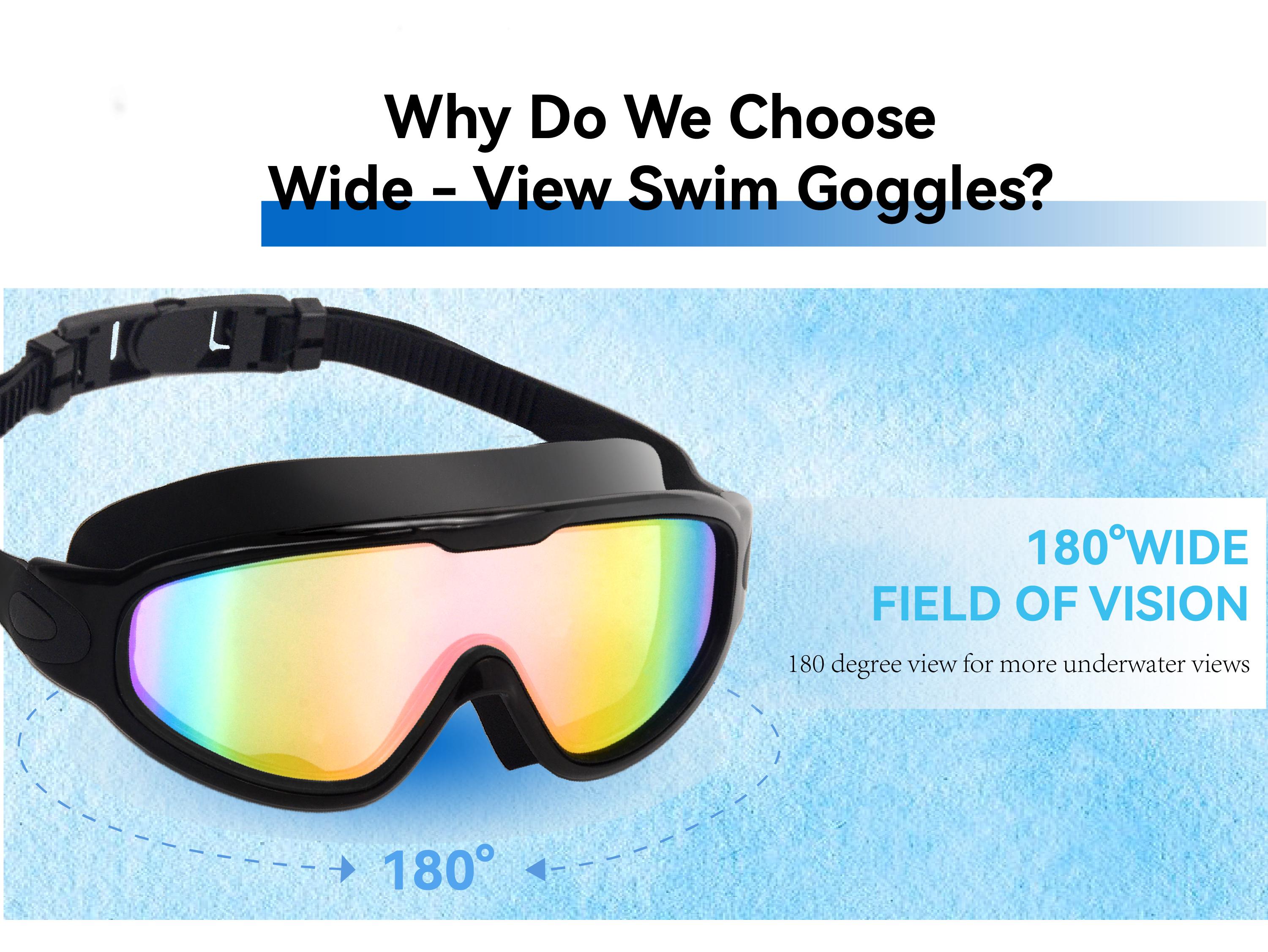 Swim Goggles 2 Pack - Wide View Anti-Fog & UV, No Leaking Swim Glasses for Men, Women, Kids Swimming