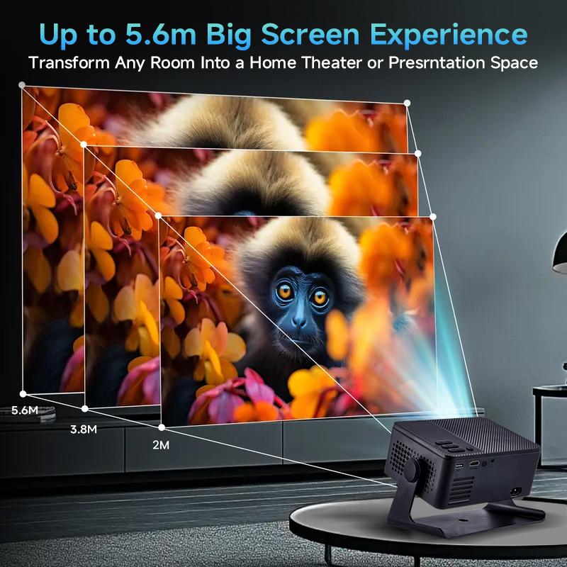 Portable Projector A32 - 1080P Full HD, Built-in Audio, Auto Focus & Keystone Correction - Android 13, Wifi/Bluetooth - Home Theater Projector with Remote