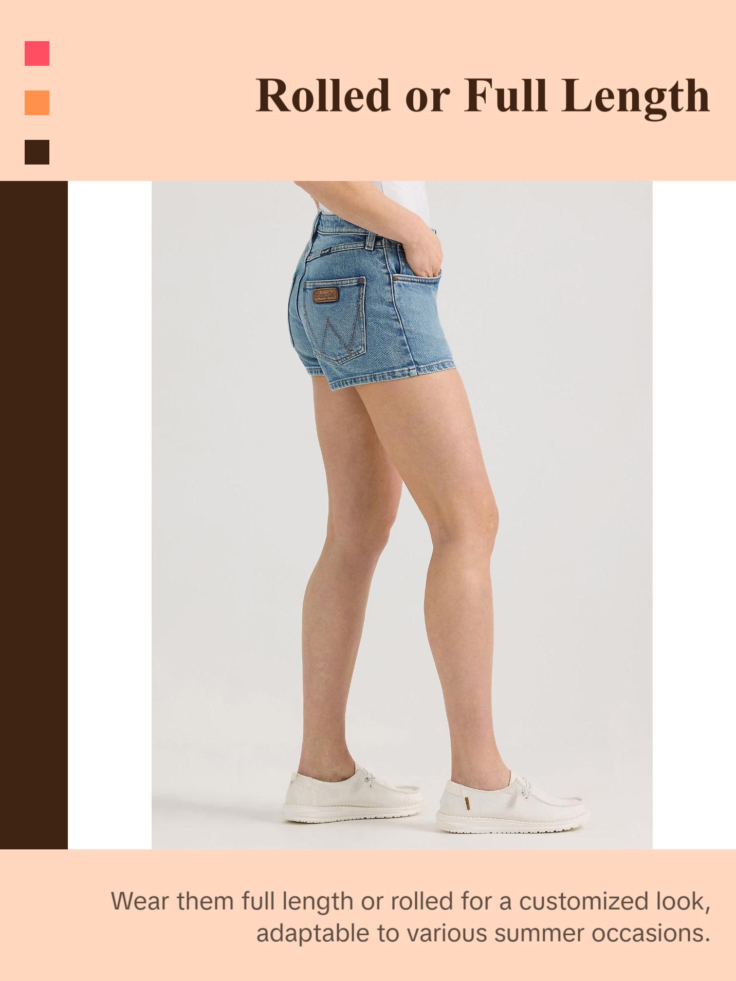 Wrangler Women's Ainsley Lake Flex Denim Shorts - Light Wash, Mid-Waist, Regular Fit Cotton-Elastane Blend Lady Basic Bottom, 3.5" Inseam, Stitched Pockets, 5% T-400, Medium Stretch, for Summer Concerts, Days by the Lake, Multi-Size