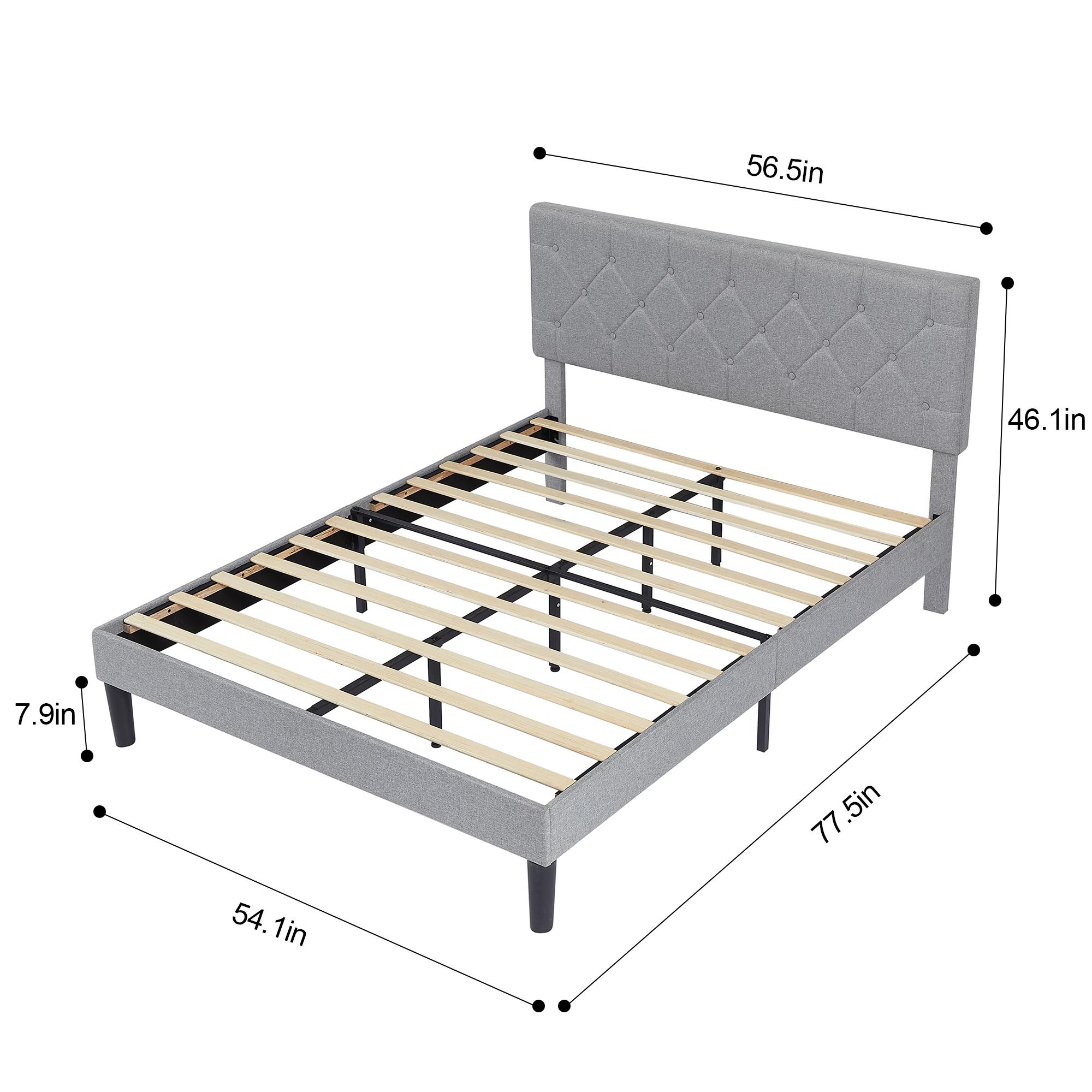 VECELO Twin Full Queen Size Upholstered Bed Frame with Button Tufted Adjustable Diamond Headboard, Wood Slat Support, Modern Design, Easy to Assemble VECELO Twin Full Queen Size Upholstered Bed Frame with Button Tufted Adjustable Diamond Headboard, Wood Slat Support, Modern Design, Easy to Assemble