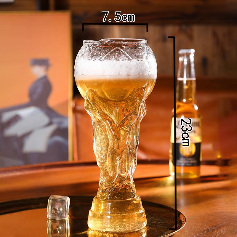 2 Pack World Cup Trophy Beer Glasses, Large Hercules Cup Shaped Beer Mugs, Premium Clear Glassware Perfect for Soccer Viewing Parties, Home and Bar Use（440ml）