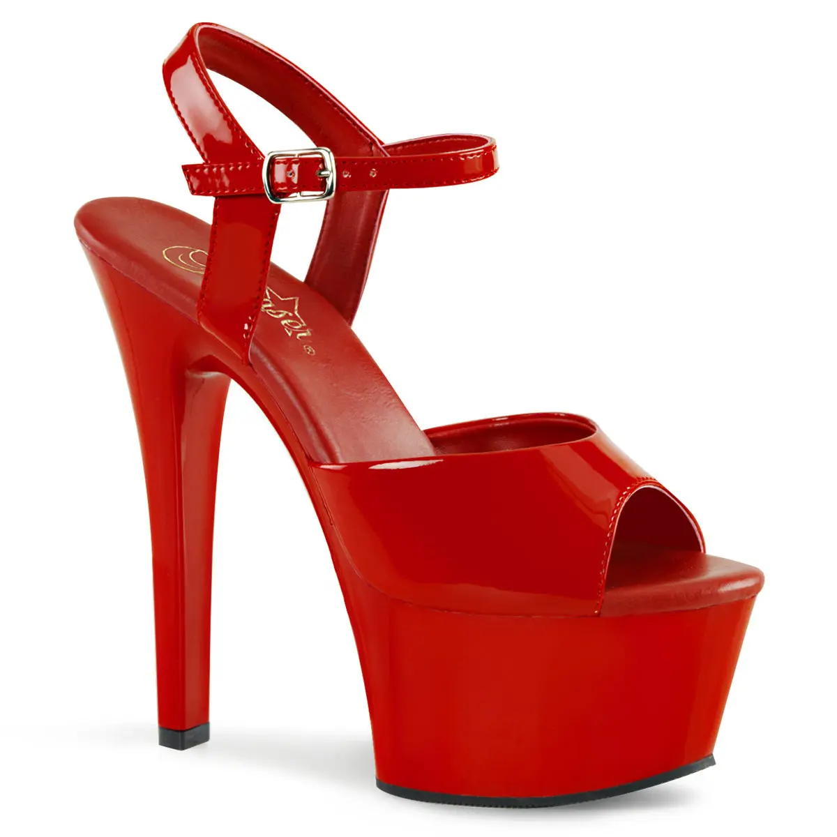 Pleaser Aspire-609 Women's Ankle Strap Platform Sandals, Elegant 6" Fashion High Heels with Vegan Leather Insole, Classy, Stylish, Heeled, Shoe, Footwear, Statement Shoes, 2 1/4 Inch Platform, 6 Inch Heel, Glitter, Solid, Rubber