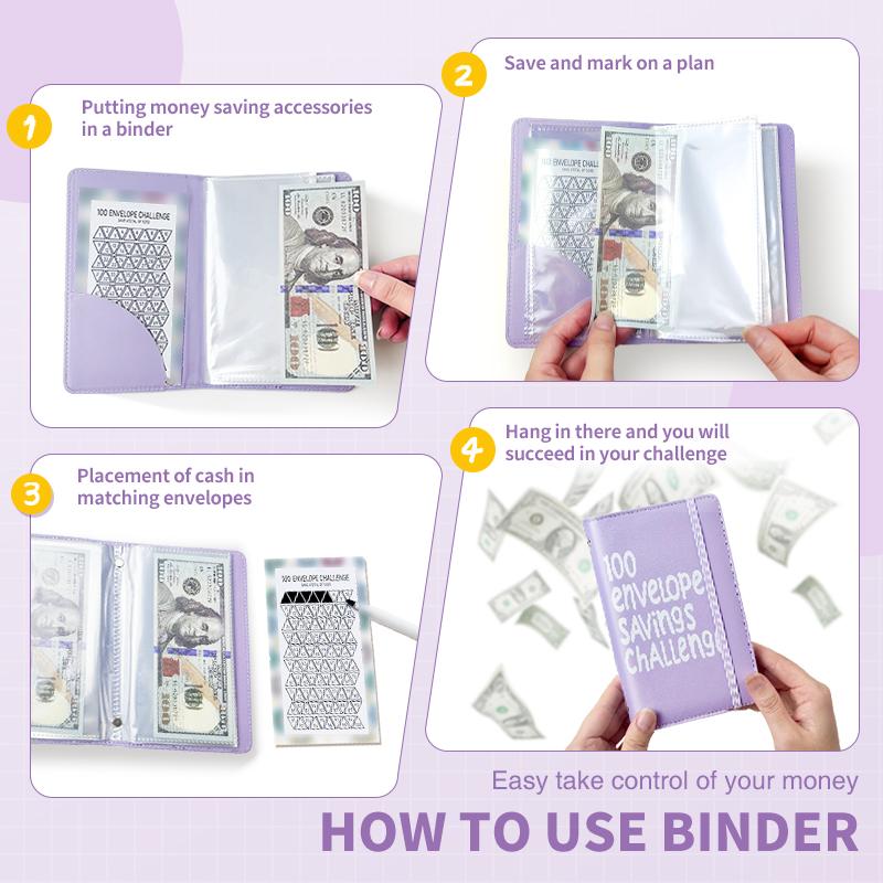 100 Days Saving Challenge Coin Envelope BudgetStorage Book - Binding Covers With Daily Savings Tracker,Habit-Forming System, And Cash Savings Goal Of $5050Develop A Consistent Savings Habit