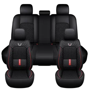 Universal Fit Breathable Car Seat Covers - Black with Red Accents, Soft Fabric, Durable Design