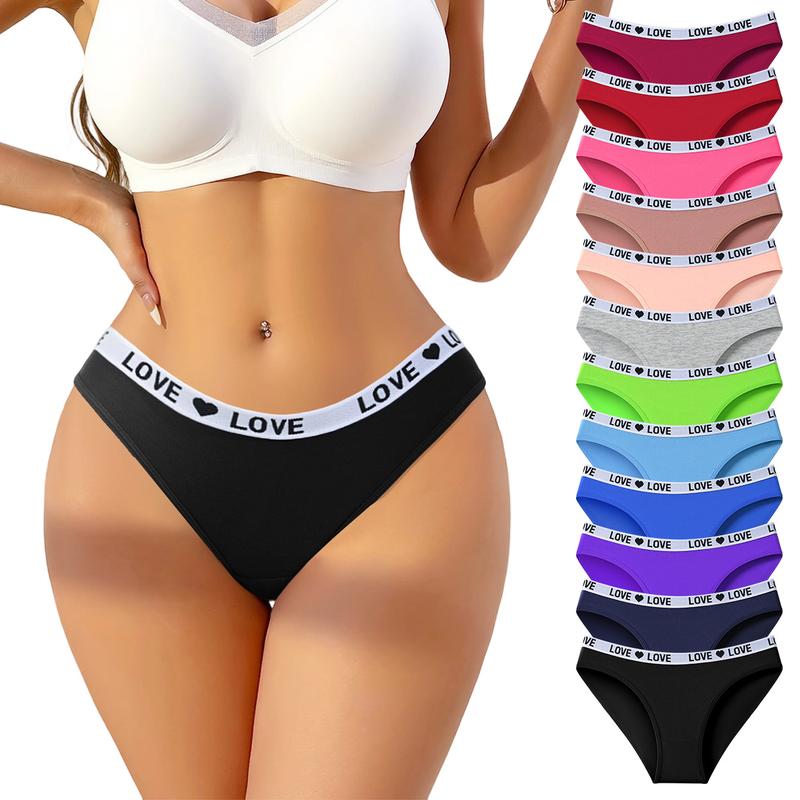 HOTCOM Women's Cotton Hipster Briefs 12-Pack Soft Breathable Fabric Everyday Fit Lingerie Style Athletic & Bridal Basics Activewear