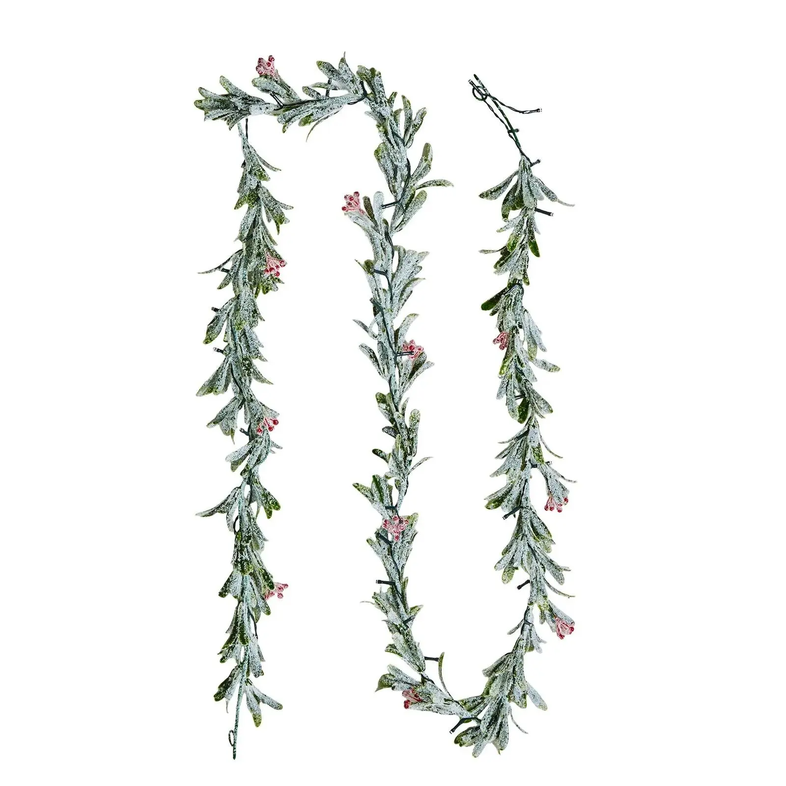 【SummerFinds】VEVOR 9-FT Waterproof PE Fabric Xmas Garland, Long Strand Realistic Greenery Decor with Vines, Olive Leaves, Berries, Corrosion Resistant Dry Battery-Powered LED Light String for Mantel, Indoor Holiday Decor