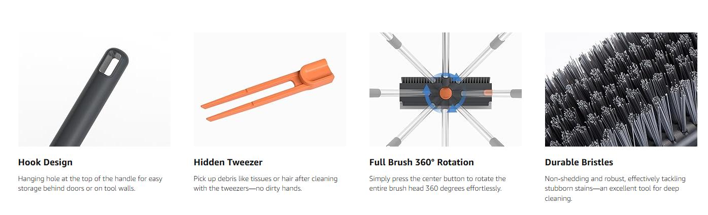 Multifunctional 3 in 1 Scrub Brush with Long Handle & Squeegee Shower Floor Cleaning Broom for Tile Deck Patio Wall Grey 180° Stiff Bristle Brush Full Rotation Smooth Silicone Squeegee Adjustable Extended Handle Multifunctional 3 in 1 Scrub Brush with Long Handle & Squeegee Shower Floor Cleaning Broom for Tile Deck Patio Wall Grey 180° Stiff Bristle Brush Full Rotation Smooth Silicone Squeegee Adjustable Extended Handle