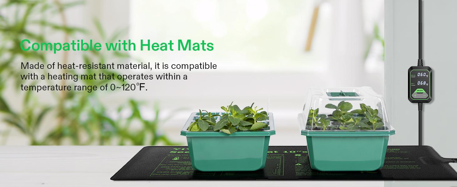 VIVOSUN 6/12-Pack Seed Starter Trays,Seed Starter Kit with Humidity Dome, Flat Reusable Plant Germination Trays with Drain Hole, Green Propagation Tray for Planting Seeds