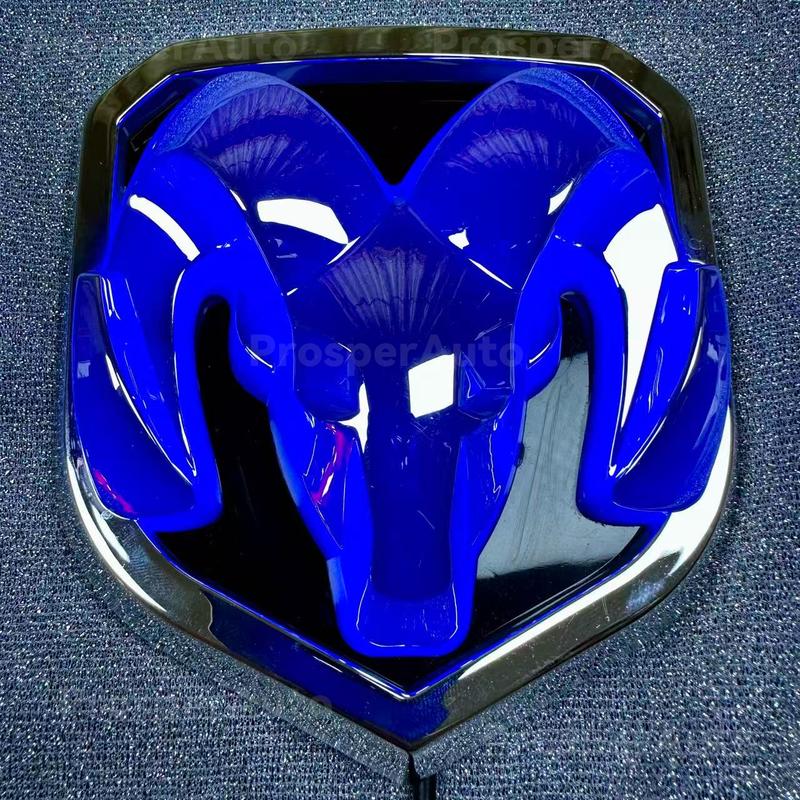 Applicable to Dodge Ram Kuwei Kubo Led Luminous withLight Modified Ram Head Standard Bumper Stickers RearCar Badge Car Mark Dodge Ram glowing emblem
