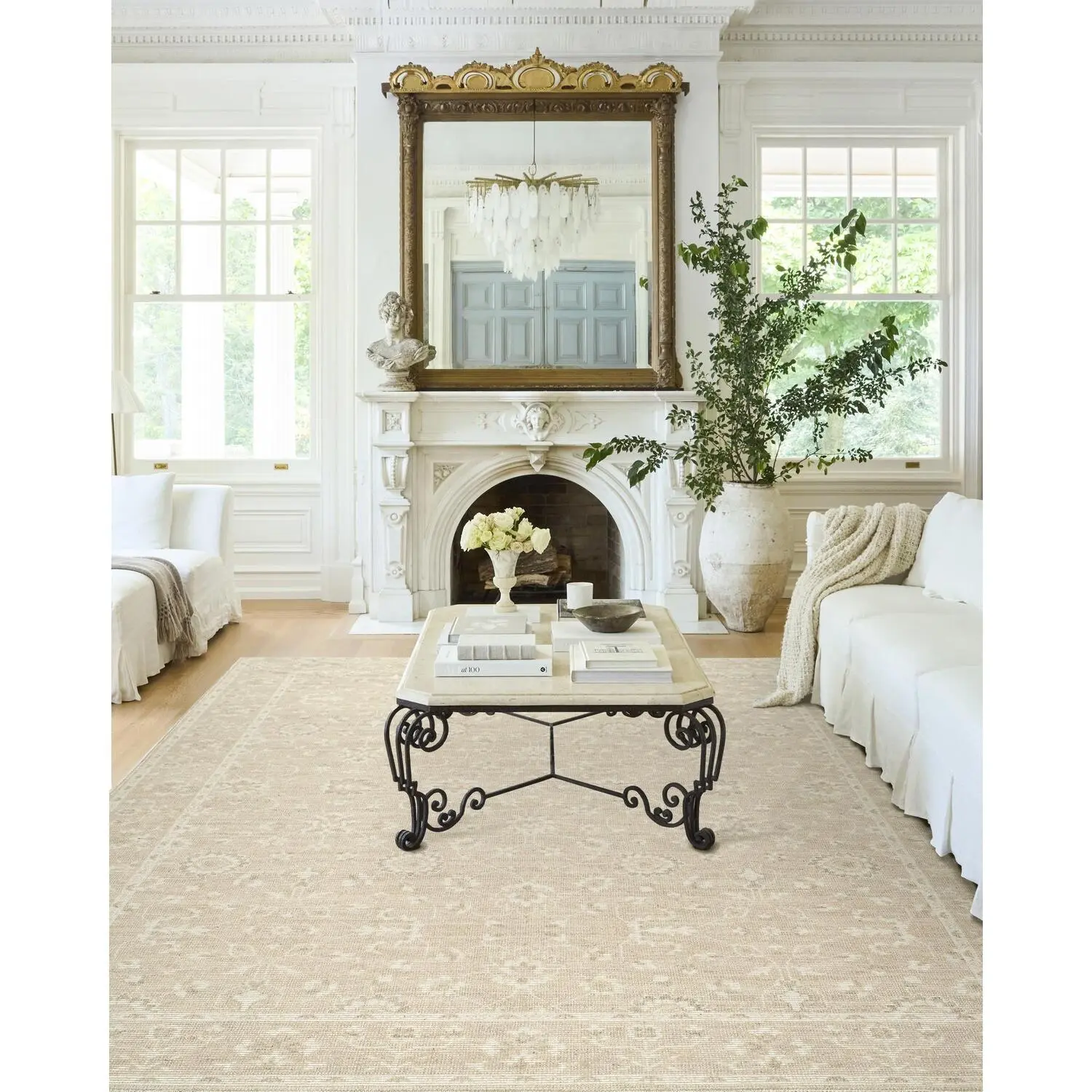 Nabela Noor Home x Livabliss Asha I Machine Woven Rug, Beige Living Room Rug Area Rug