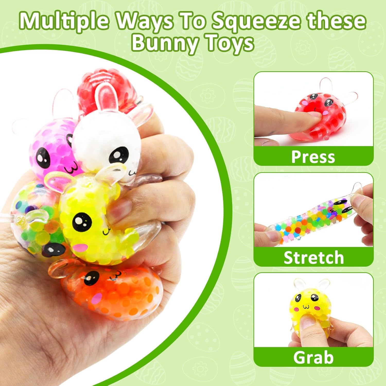 24 Pack Prefilled Easter Eggs with Squeeze Toys – Colorful Easter Egg Stress Balls, Variety Fun Egg Fillers for Easter Basket Stuffers, Classroom Party Favors & Kids Easter Gifts