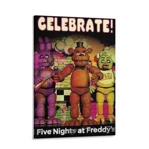 Bedroom Decor Set 'Five Nights at Freddy's' Printed Canvas Poster - Room Decor Set, Boys' Room Decor, Suitable as a Gift