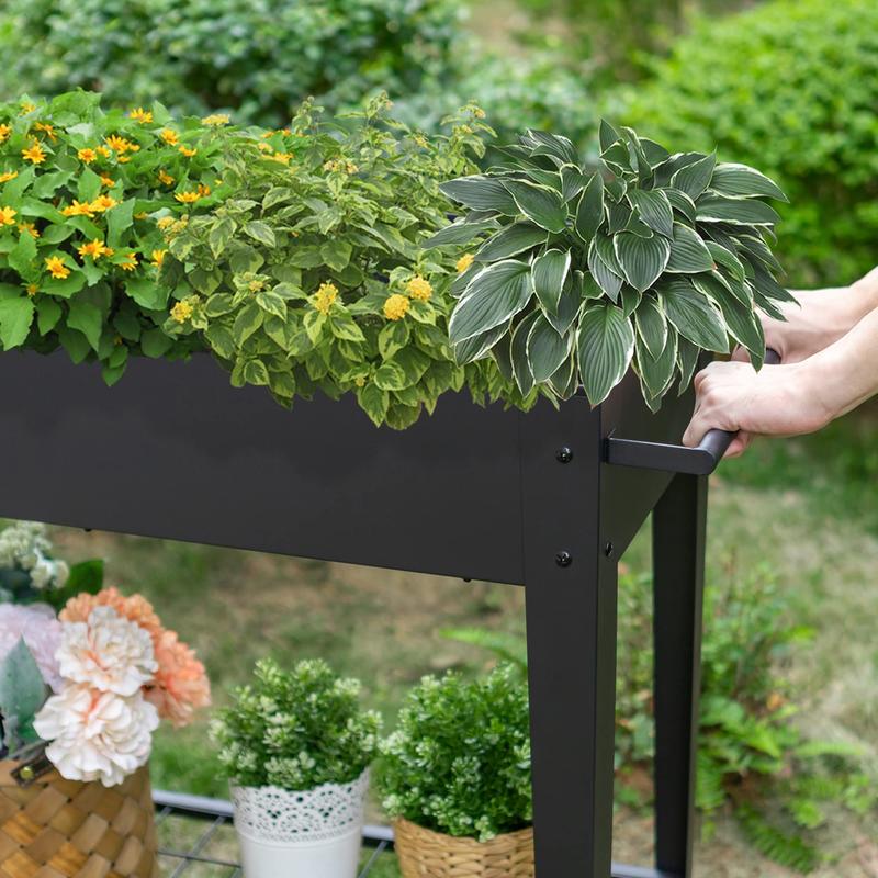 Sophia&William Planter Raised Beds with Legs and Wheels, Outdoor Metal Planter Box Elevated Garden Bed with Lower Shelf for Vegetables Flower Herb Portable Decorative