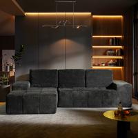 114" Stardust Grey Shimmer Plush Left Chaise