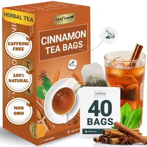 LeafLea Cinnamon Tea Bags, 100% Natural Ground Cinnamon Stick Herbal Tea, Spiced and Warming Flavor for Relaxation, Caffeine-Free, Sugar-Free, Non-GMO, Vegan
