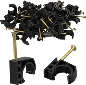 50 Pack 1/2" Half Clamps J-Hook with Nails Set, J Clamps for PEX, Copper, CPVC Tubing Connections