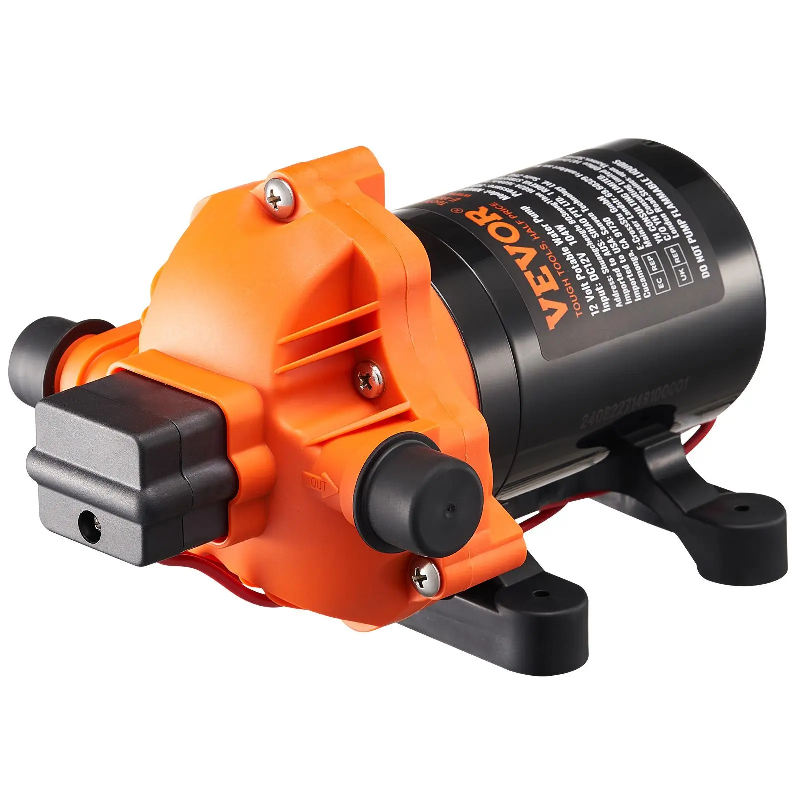 【Summerfinds】VEVOR 12V Diaphragm Pump 3.5 GPM (13.25 L/min)3-Chamber 12 Volt DC Water Pump with Automatic Pressure Switch 40-100 PSI Adjustable50 PSI1/2'' MNPT Portfor RV Yacht Food Truck Camper Marine