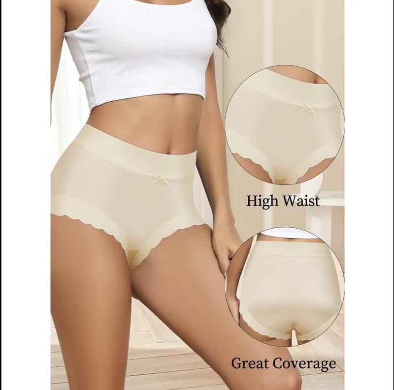 Women's Seamless Mid-Waist Underwear Invisible Comfort Breathable Underpants for Ladies 6Pcs Soft Elastic Mid-Waist Waistband Basic Cotton Panties