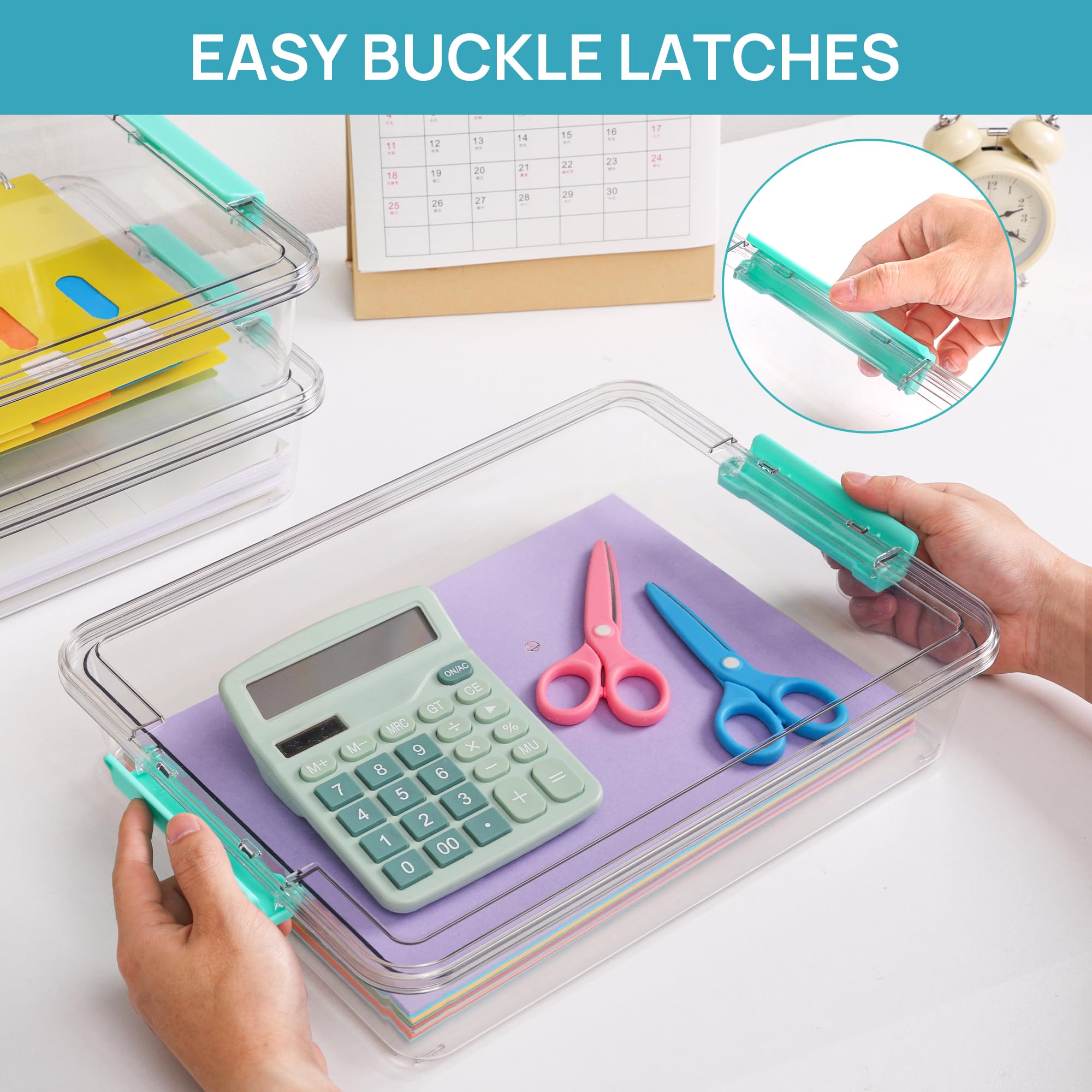 【New Arrival】Vtopmart 6 Qt Plastic Storage Bins with Lids, Clear Sensory Bins, Arts Crafts Organizers and Storage, Stackable Containers for Home Office and School Supplies