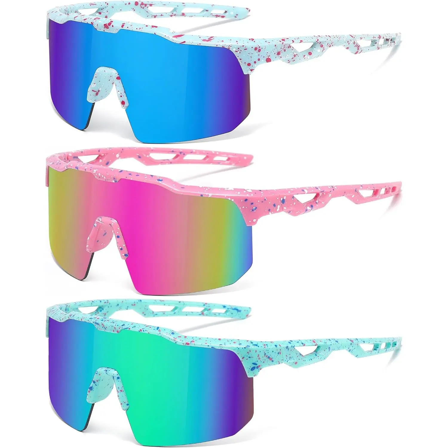 3 Pack Kids Sunglasses Youth Baseball Polarized Sun Glasses Sports Cycling Running for Boys Girls UV Protection