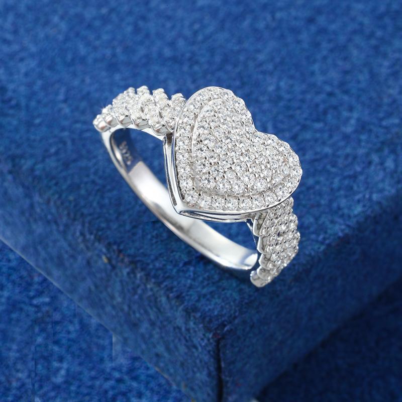 【#R444 】Heart-shaped Ring UCCIYO S925 Sterling Silver Moissanite Ring for Women Men Hip Hop Jewelry Gift