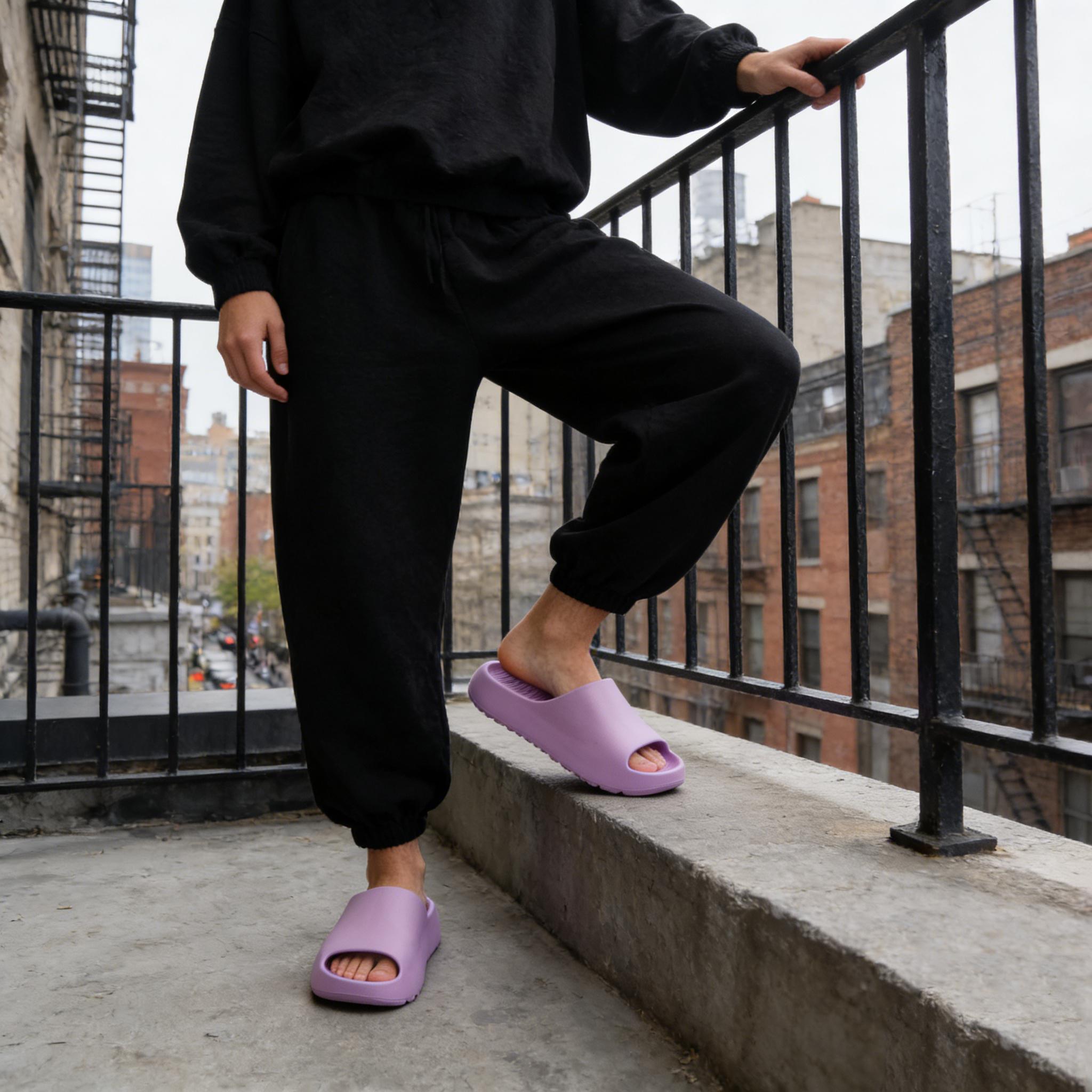 Lumubby Pillow Slippers for Women & Men Non-Slip Quick-Drying EVA Material Ultra Cushion 1.7-inch Thick Sole Breathable Anti-Slip Textured Style Shower Slides