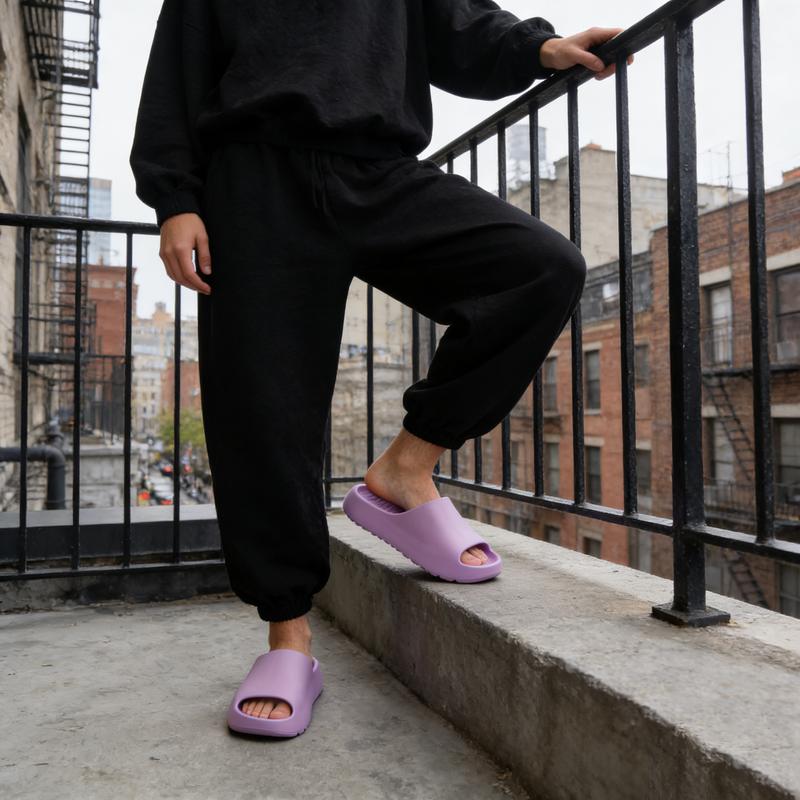 Lumubby Pillow Slippers for Women & Men Non-Slip Quick-Drying EVA Material Ultra Cushion 1.7-inch Thick Sole Breathable Anti-Slip Textured Style Shower Slides