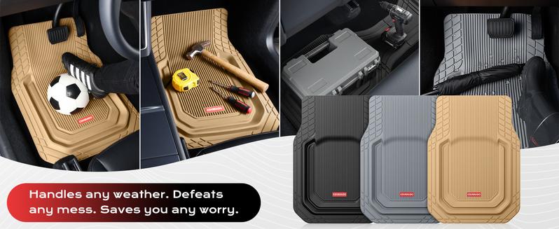 Coverado Deep Dish Car Floor Mats 3PCS - Waterproof All Weather Heavy Duty Protection for Car SUV Truck