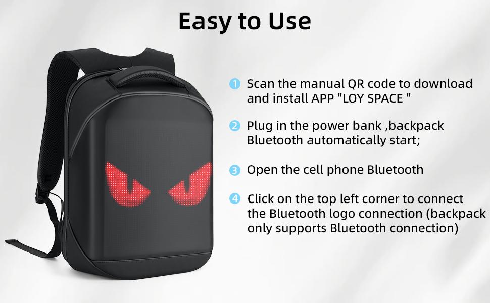 Led Backpack with Programmable Screen,17 inch Waterproof Led Bag,Travel, Motorcycle Backpack,Black