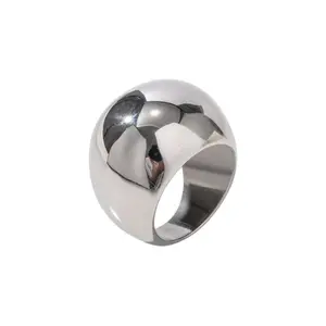 Dome Chunky Statement Ring - Titanium Steel