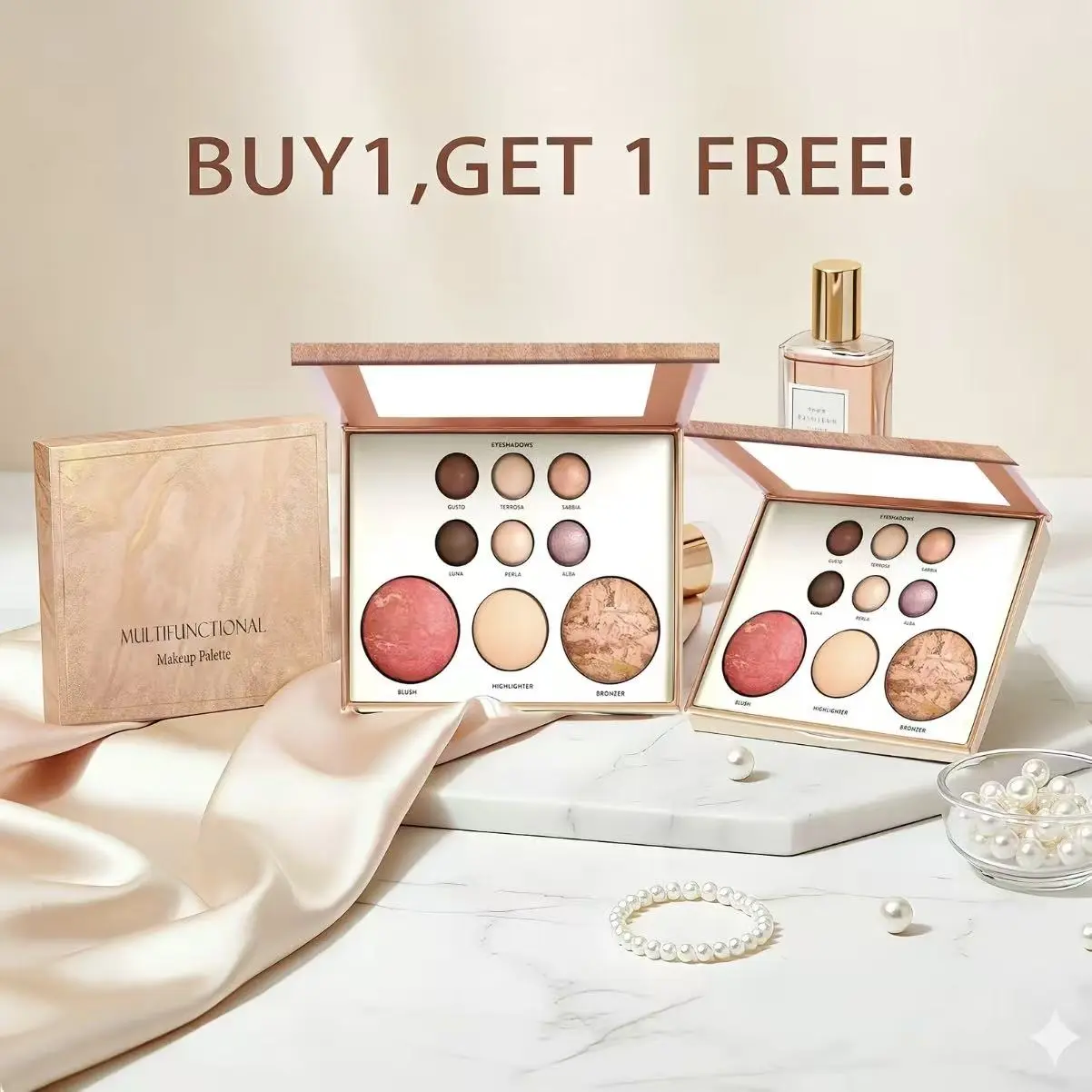 BUY 1 GET 1 FREE! Zodiac Makeup Palette Beauty Set - Boxed Combination Kit with Highlighter, Eyeshadow, Contour, Blush, Bronzer for Pale Cool-Toned Skin Full-Face Basic Canvas, Buy 1 Get 1 Free Product