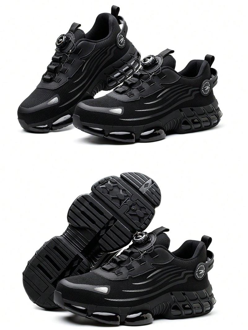 Men's Breathable Mesh Work Sneakers Durable Anti-Slip Safety Shoes with Steel Toe Protection Comfort Fit for All Seasons Casual Striped Design Elastic Closure Non-Slip EVA Sole Outdoorfun Fathersdaygift non slip work shoes steel toe shoes - Worker