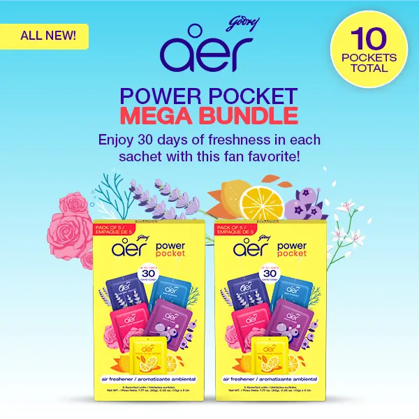 Aer Power Pocket Home Fragrance Assorted Bundle - Colorful Minimalist Compact, 5 Packs x 2 Units (10 Total Units), Blueberry & Citrus Scents, 1-Month Long-Lasting Freshness, Hanging Hook, for Everyday Use