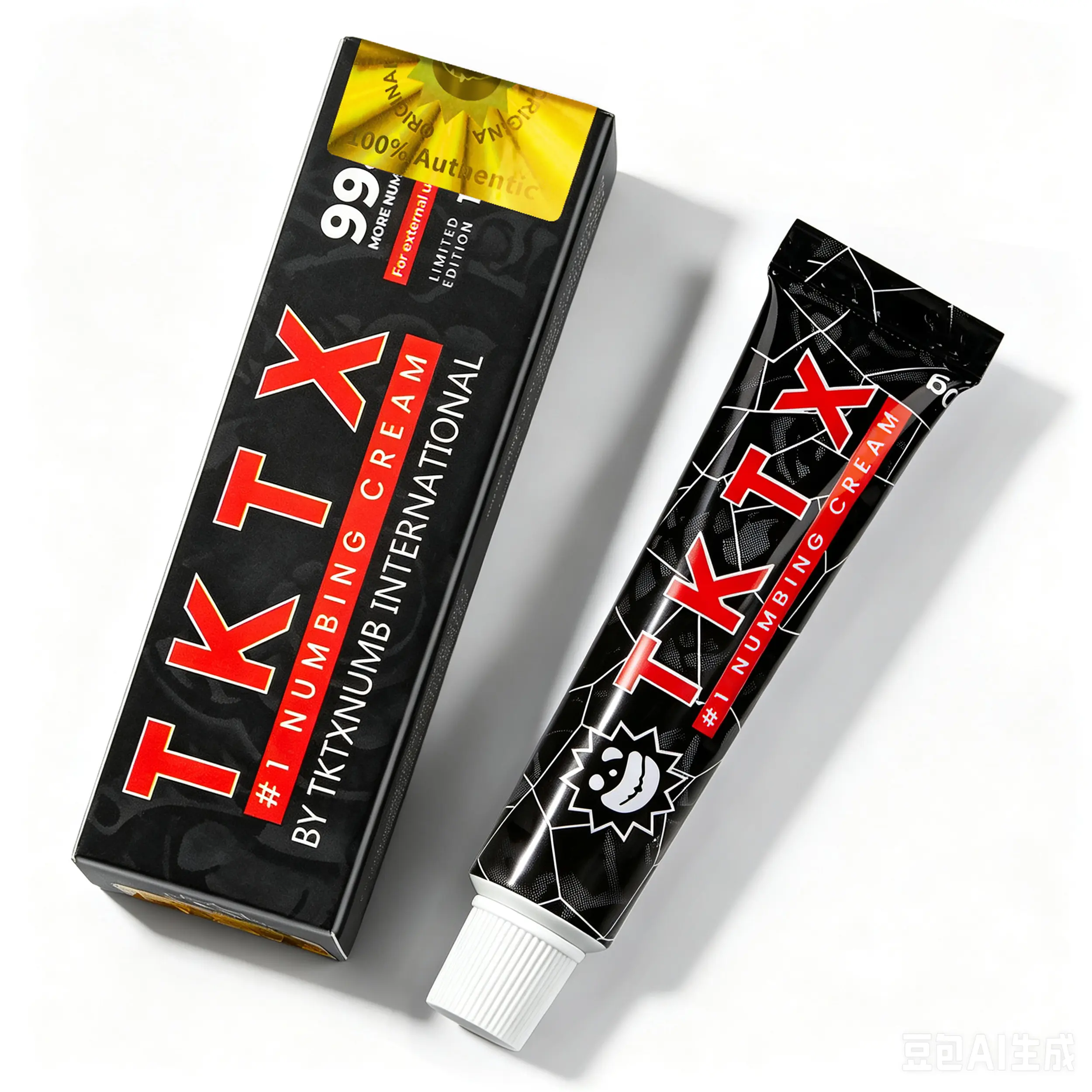 TKTX Tattoo Numbing Cream - Black | 99% Limited Edition Very Strong | Tattoos | Laser Removal | Waxing | Eyebrow Threading | Cosmetic Cream 10g.