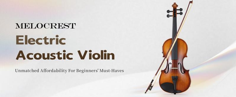 MeloCrest 4/4 Silent Electric Violin - Solid Spruce Top & Maple Back, Carbon Fiber Tailpiece, Ebony Fittings, Starter Kit for Beginners