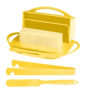 4-Piece Breakfast Set with Flip-Top Butter Dish, Spreader, Toaster Tongs, and Spatula