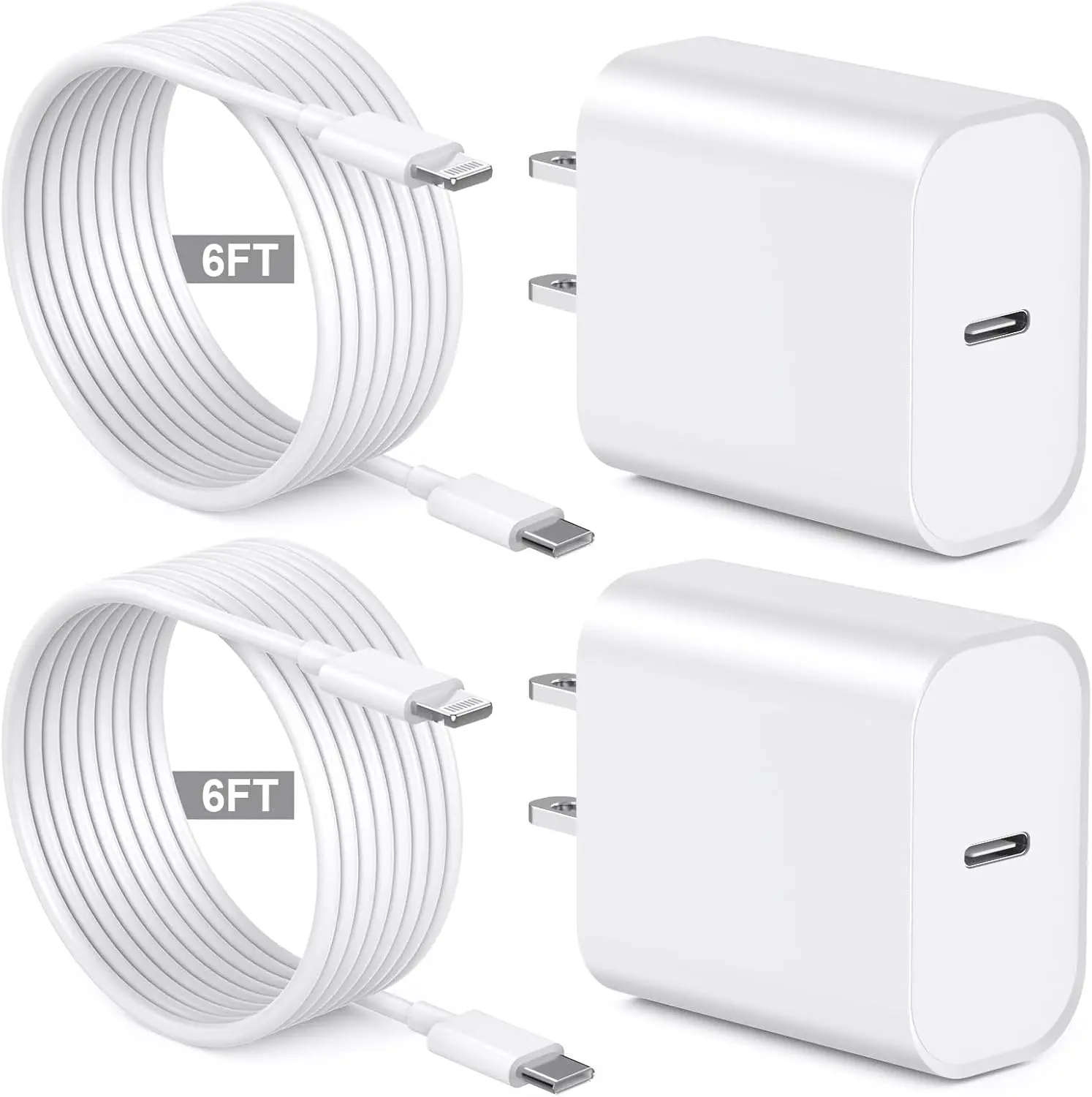 iPhone Charger Fast Charging 6FT Compatible for iPhone 14/13/12/11 Pro Max/Xs Max/XR/X 2Pack 20W Type C Fast Charger Block with 6FT USB C to Lightning Data Sync Charging Cable