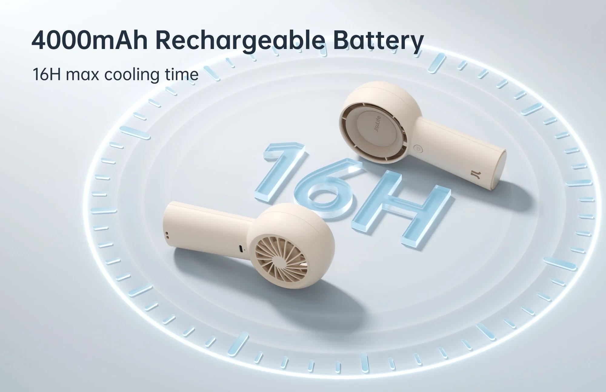 JISULIFE Portable Mini Fan Rechargeable 4000mAh USB Handheld Personal Carry Air Cooler for Student Office Commute Outdoor